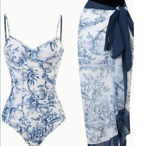 Elegant One Piece Swimsuit & Matching Sarong